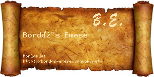 Bordás Emese névjegykártya